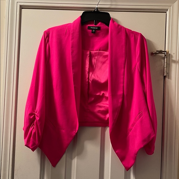 torrid Jackets & Blazers - Torrid Fuchsia Open Front Blazer